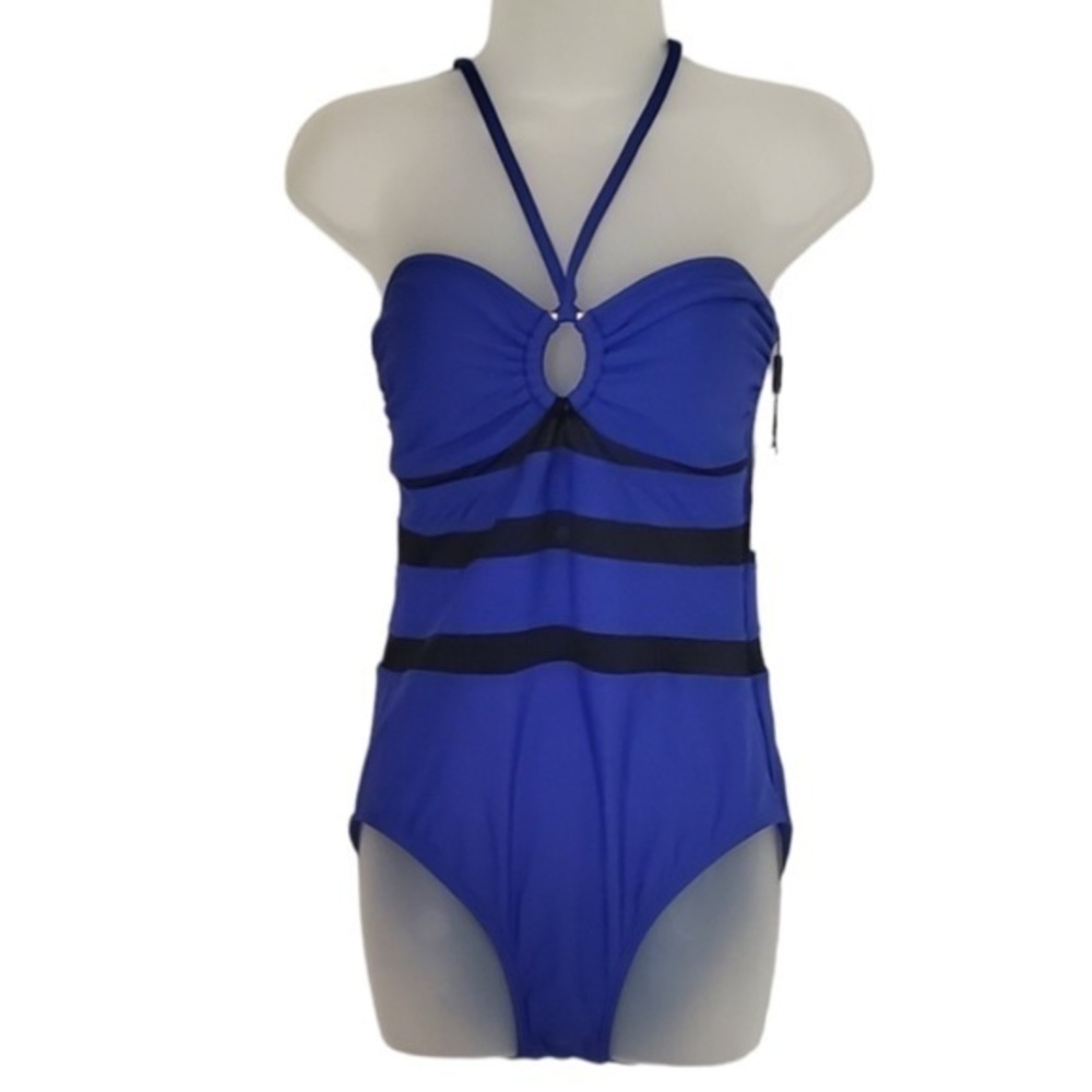 NWT - Calvin Klein Women’s Onepiece Swimsuit (Blue & Black, Size#8)